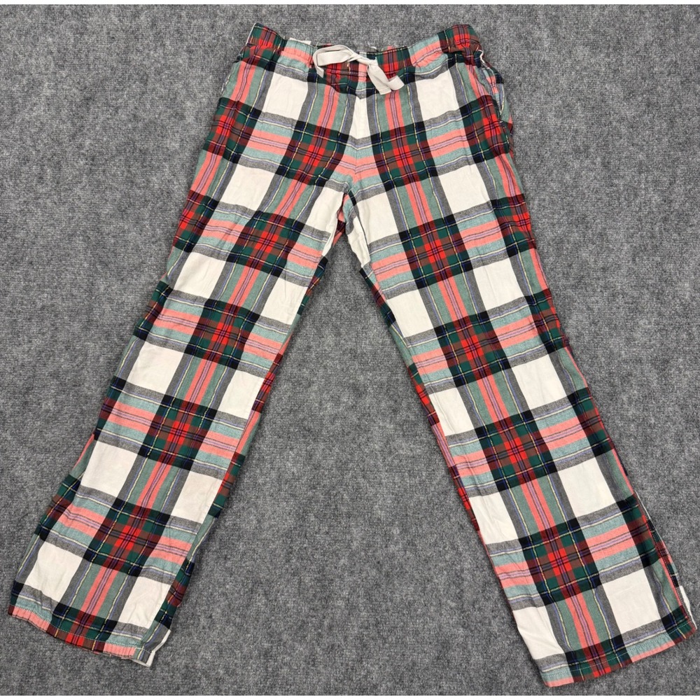 Victorias Secret Plaid Pajama Pants Red Green Gold Metallic Cotton Modal Small